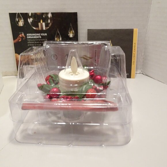 Luminara Christmas Red Berry Real Flame Effect Candle Glass Ornament  w/Remote - Picture 6 of 7